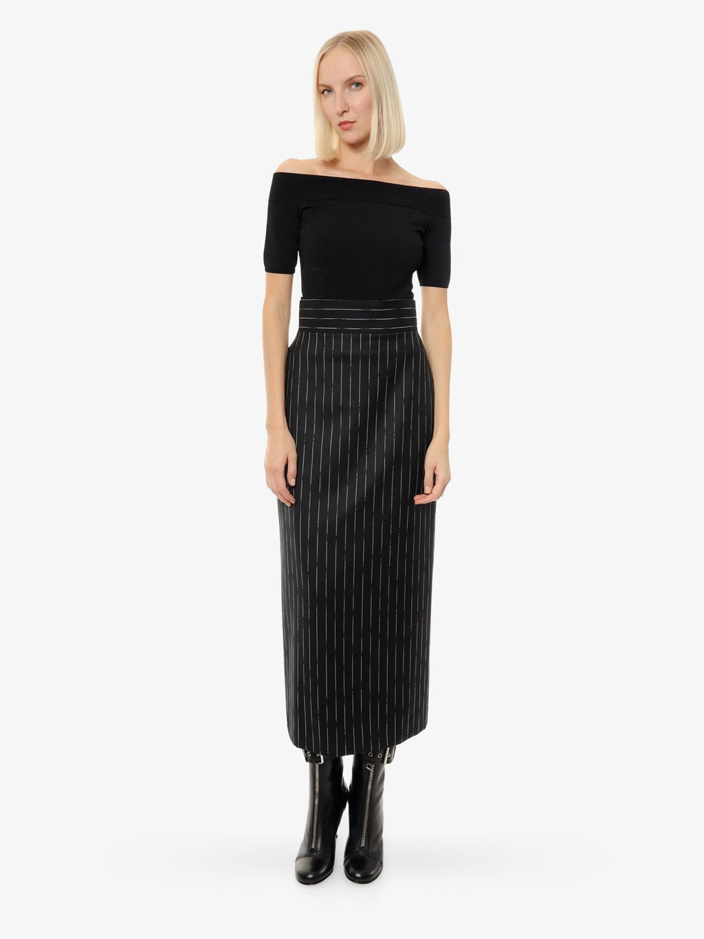 Alexander Mcqueen Gyapjú szoknya csíkos mintával